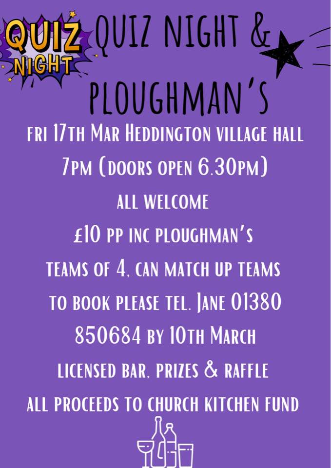 Heddington Quiz night poster